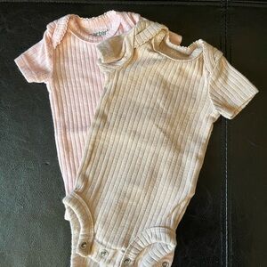 Carter's Soft Pink and Cream Ribbed Bodysuits